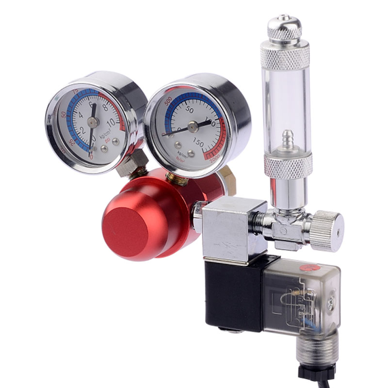 ST-04 デュアル圧力計とシングルバブルカウンターを備えた水族館用 CO2 レギュレーター